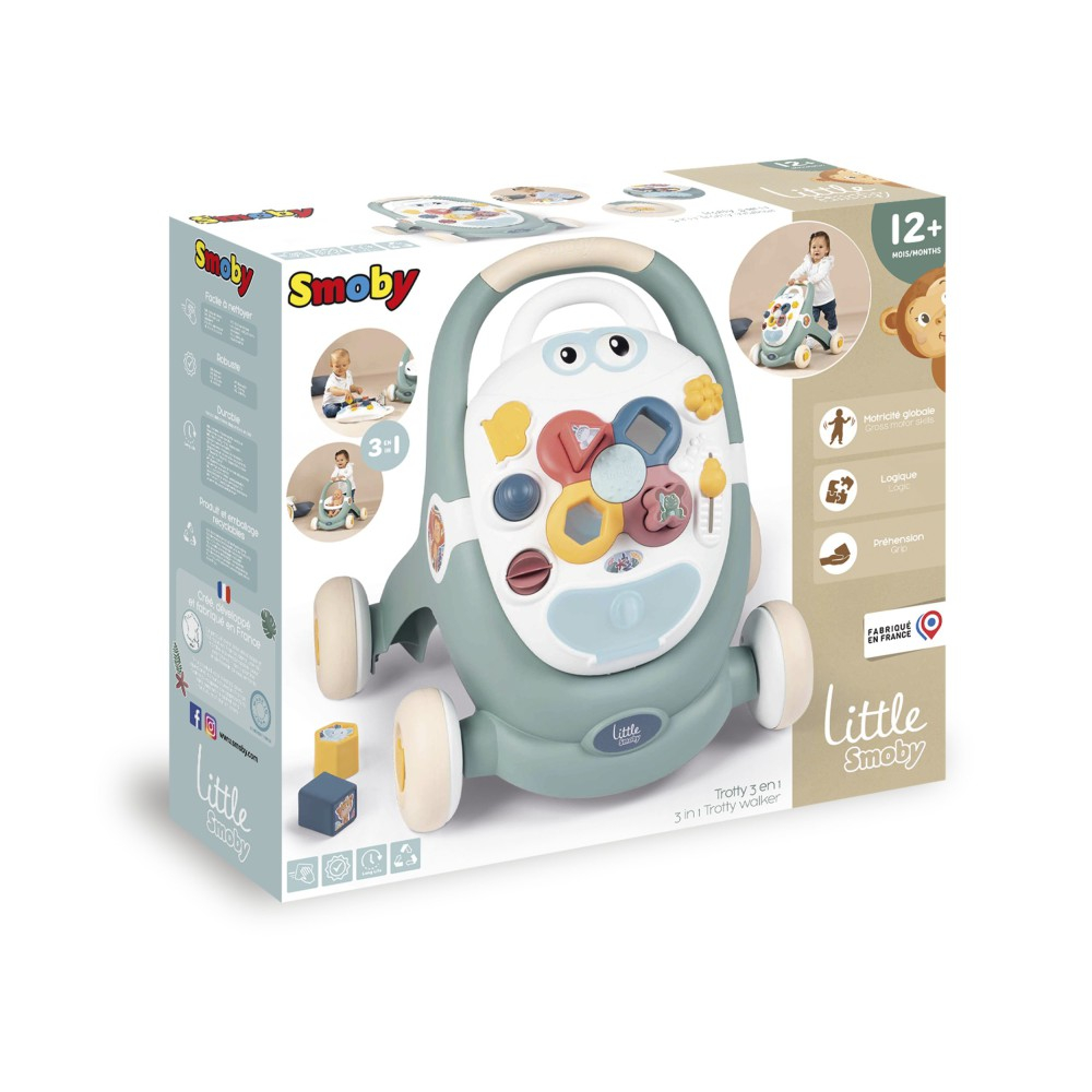 Ходунок-толкатель Smoby Little интерактивный 3 в 1 с игровой панелью от 12 месяцев арт. 140304 — фото 6