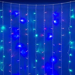 ULD-C3020-240-STK MULTI IP44 Занавес светодиодный со статическим свечением. 3х2м. Соединяемый. 240 светодиодов. Разноцветный свет. Провод прозрачный. TM Uniel