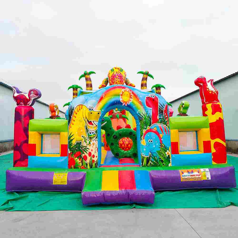 Коммерческий надувной батут «Хамелеон и динозавры Ультра 4» 12*6*6 м