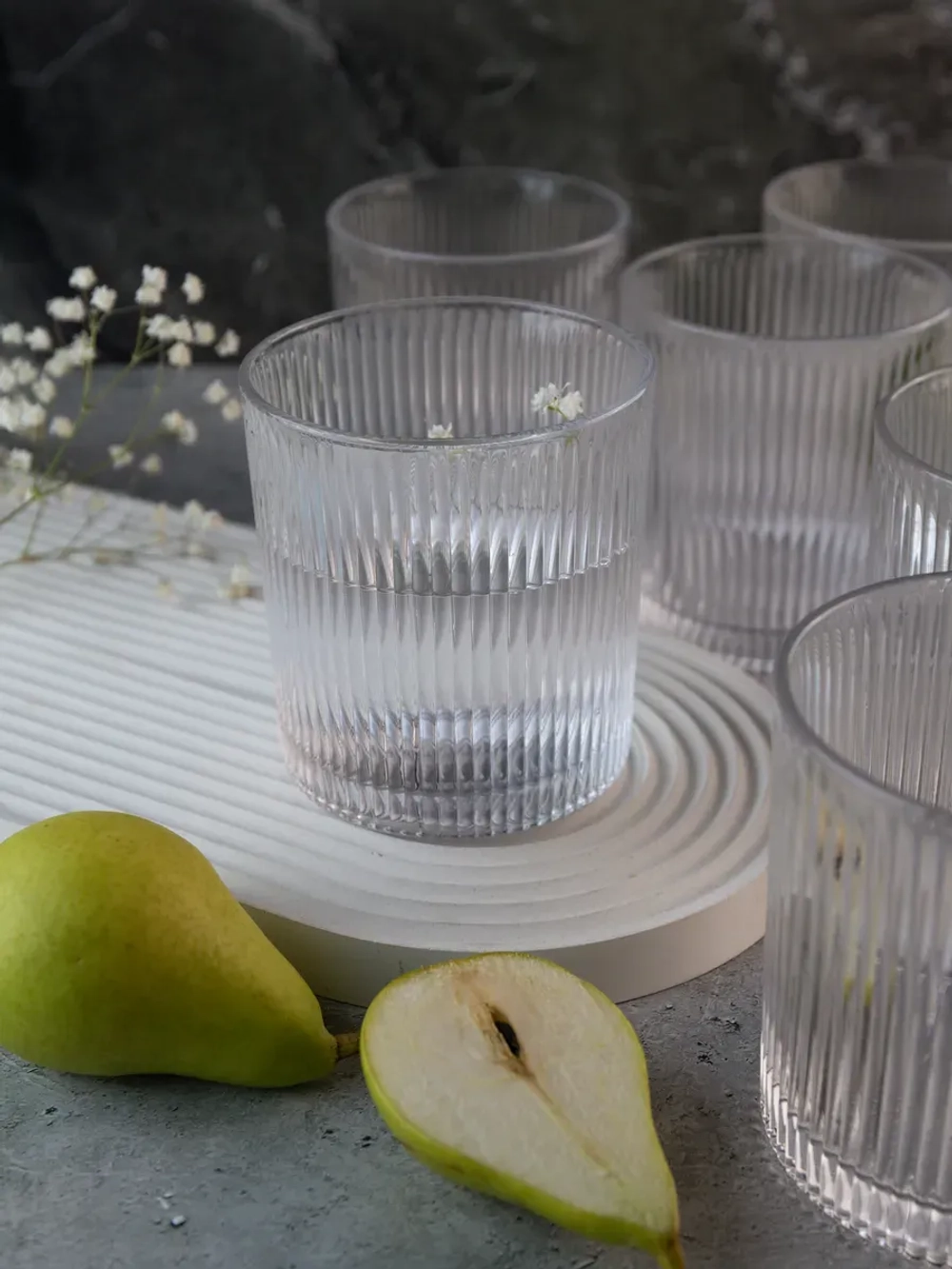 Набор ребристых бокалов для виски, 350 мл. 6 шт. Прозрачные