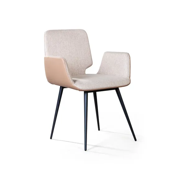 Стул с подлокотниками Adam бежевая рогожка и экокожа