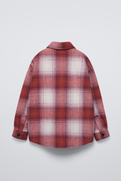 ZARA КУРТКА-РУБАШКА В КЛЕТКУ, КРАСНЫЙ