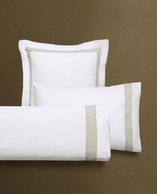 ZARA HOME НАВОЛОЧКА ИЗ ХЛОПКА С КАЙМОЙ, БЕЛЫЙ