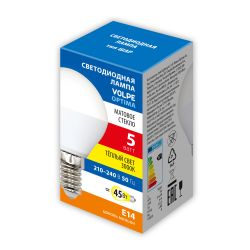 LED-G45-5W-3000K-E14-FR-SLS Лампа светодиодная. Форма шар. матовая. Теплый белый свет 3000K. ТМ Volpe