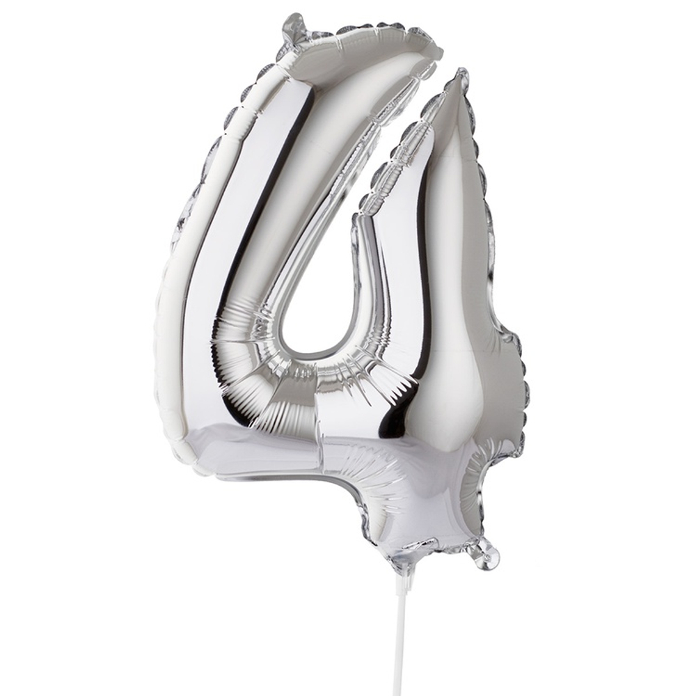 Шар фольгированный Цифра 4 41 см (Серебряный)
