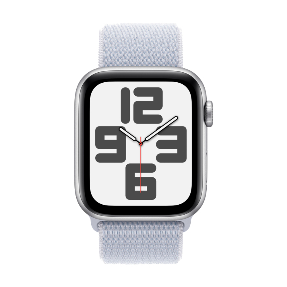 Часы Apple Watch SE, 44 мм, алюминий серебристого цвета, браслет Sport Loop дымчато-голубого цвета (2024)
