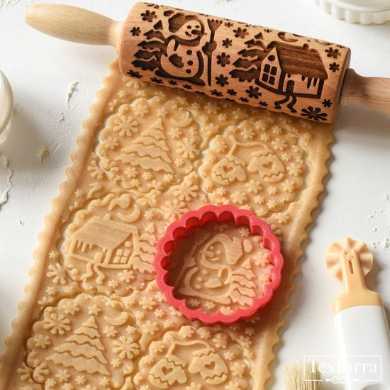 Малая скалка с узором Зимушка