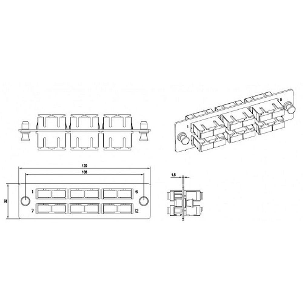 Панель  Hyperline FO-FPM-W120H32-6DSC-BL