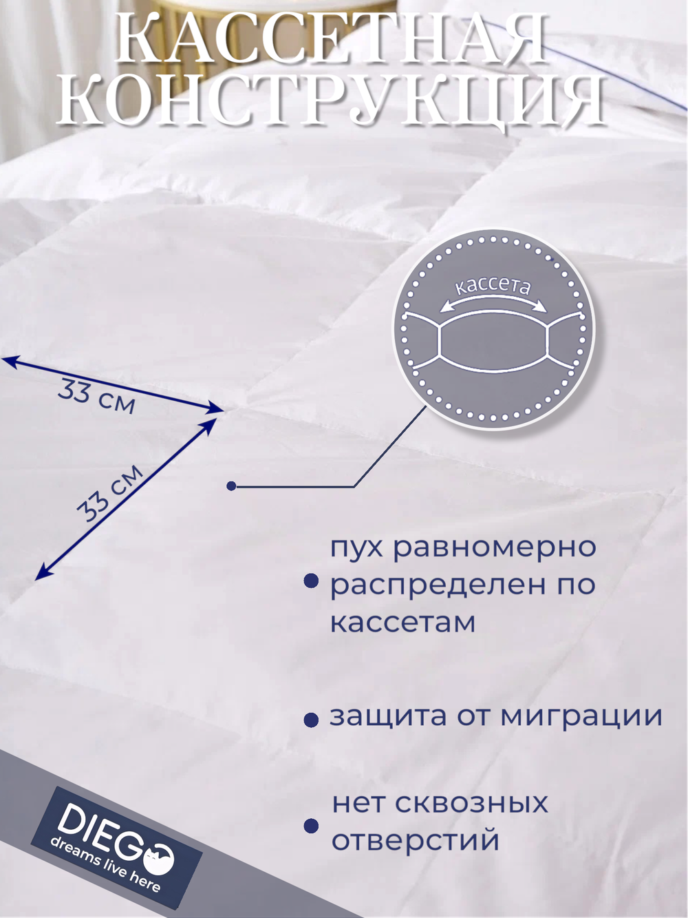 Одеяло зимнее Вега полутораспальное 140х200 Белое