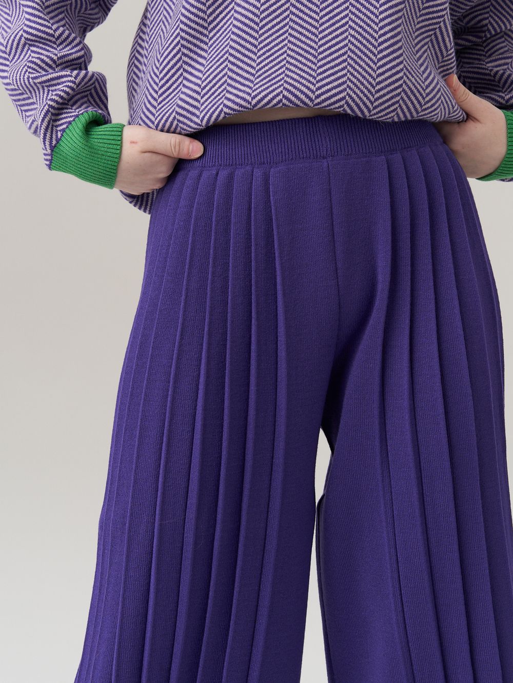 Школьные широкие брюки для девочки AT726-2 сиреневый