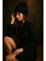 Шапка осенняя вязаная бини для прогулок и спорта