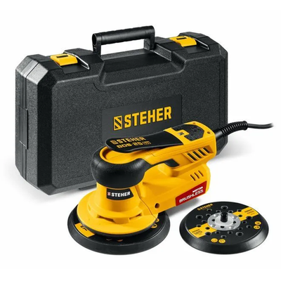 Орбитально-шлифовальная машина бесщеточная, кейс, STEHER BOS-25 Duo, d125 / d150 мм, 2.5 мм, 350 Вт