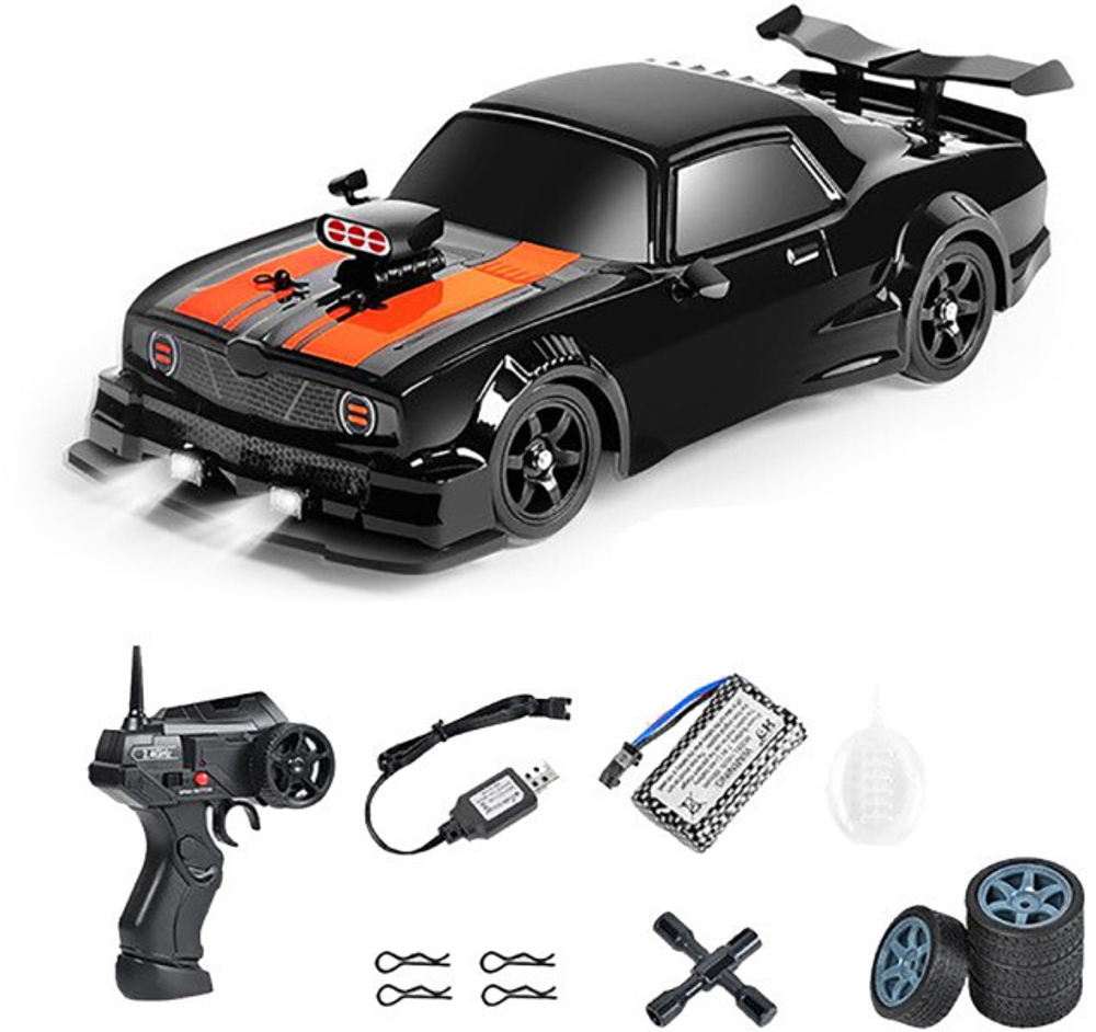 Радиоуправляемая машина для дрифта HB Ford Mustang (4WD, свет, пар, акб, 1:16) - SC16A04-1 черный