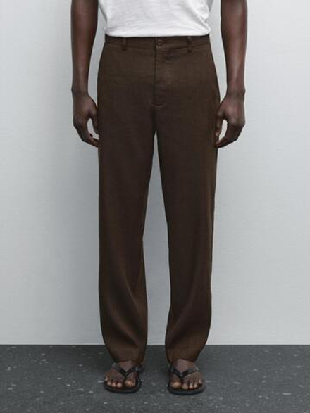Massimo Dutti Брюки прямого кроя в тонкую полоску, коричневый