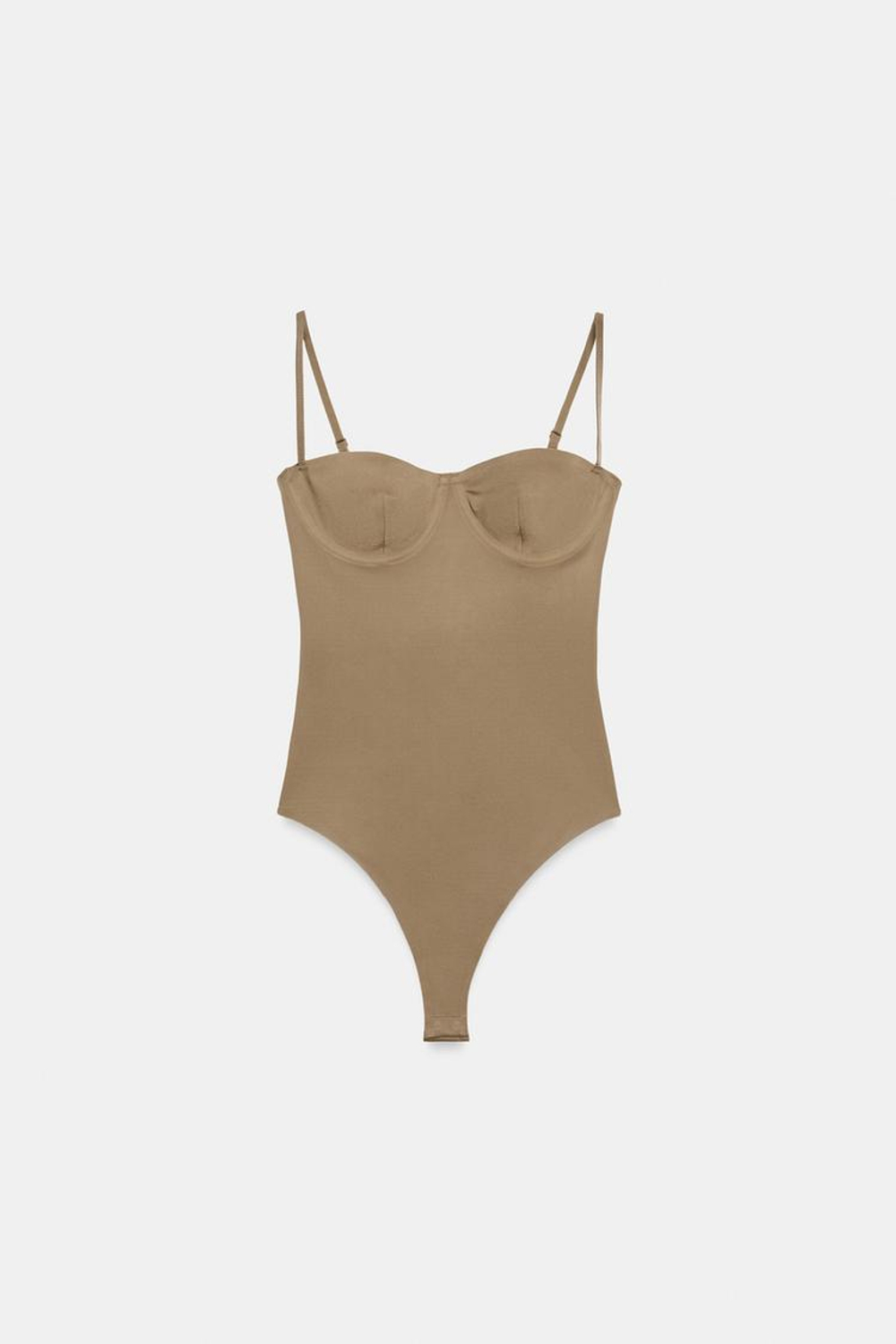 ZARA КРУЖЕВНОЕ БОДИ ИЗ ПОЛИАМИДА, ТЕМНЫЙ БЕЖЕВО-КОРИЧНЕВЫЙ