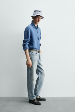 ZARA ДЖИНСЫ STRAIGHT ДЛИНОЙ ДО ЩИКОЛОТКИ, ГОЛУБОЙ