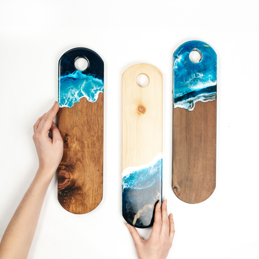 Набор разделочных досок из сибирского кедра с эпоксидной смолой 3 шт. RDN33