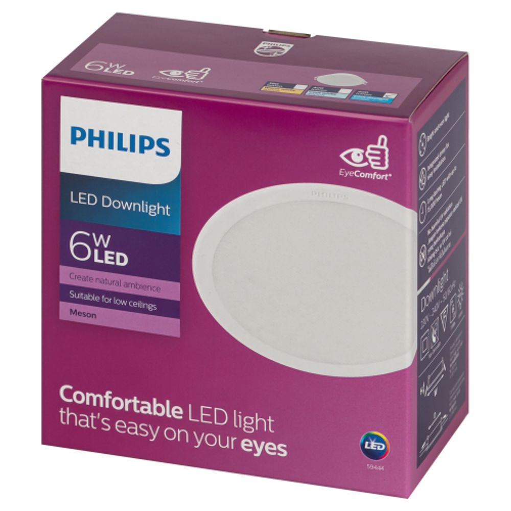 Светильник светодиодный встраиваемый Philips MESON 6Вт 6500K 220-240В D80 | Встраиваемые LED светильники