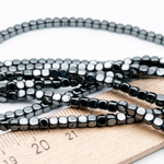 Гематит Куб бусины (имитация), цвет черный, размер около 3 мм, цена за отрезок 19 см (1/2 нити)