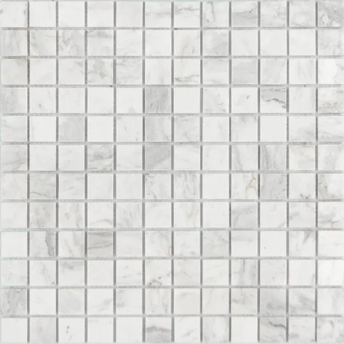 Мозаика из натурального камня Dolomiti bianco MAT 23x23x4 Pietrine 4 mm белый серый