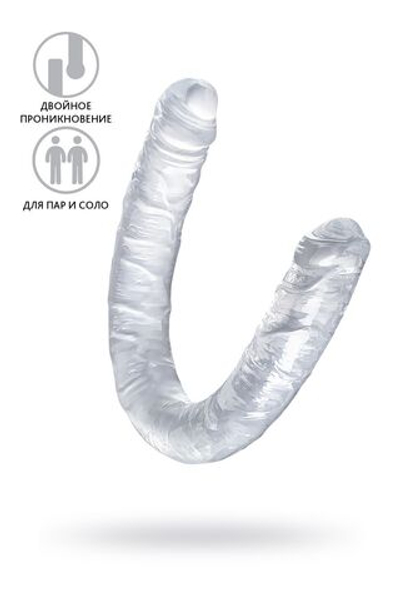 Фаллоимитатор двусторонний TOYFA Basic Double Dildo, TPR, прозрачный, 40 см