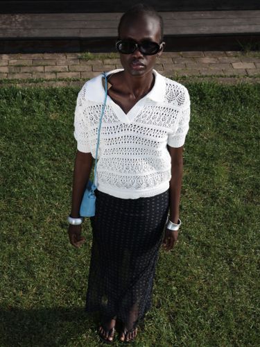 Синяя юбка-миди в цветочек