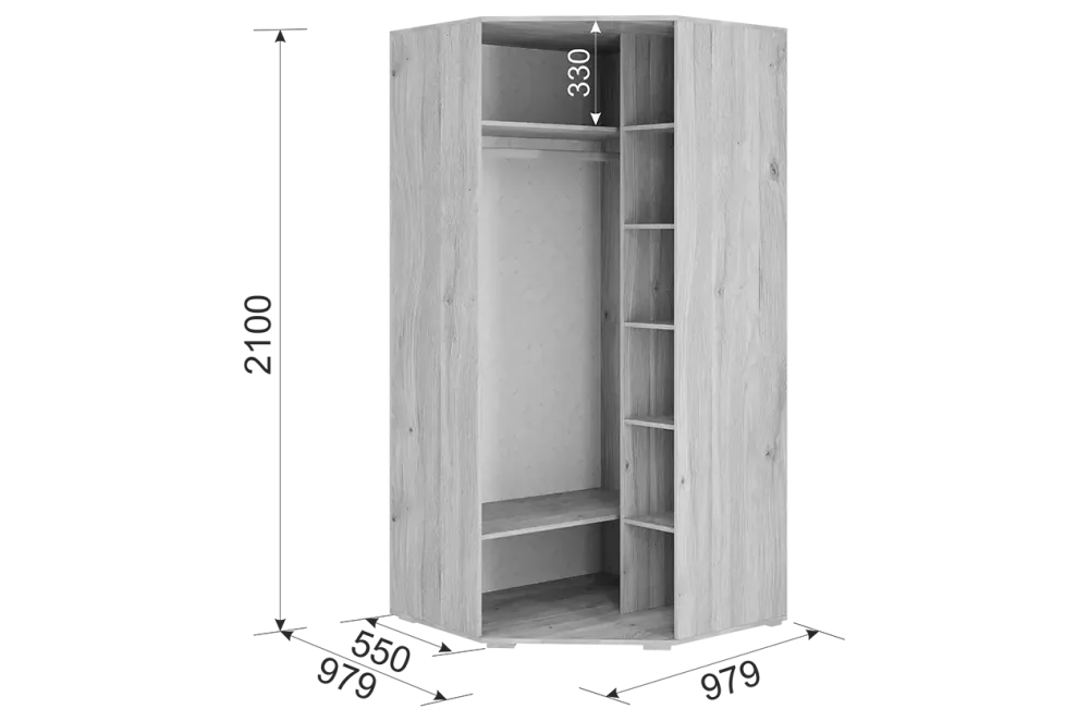 Шкаф угловой Лайк  (Дуб Мария/Галька)