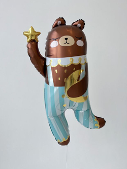 Шар (41""/104 см) Фигура, Мишка медведь со звездочкой, 1 шт. А065