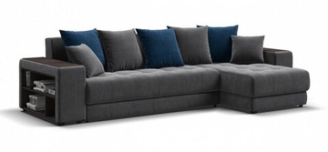 Угловой диван Дубай Велюр Монолит серый, Велюр Монолит синий