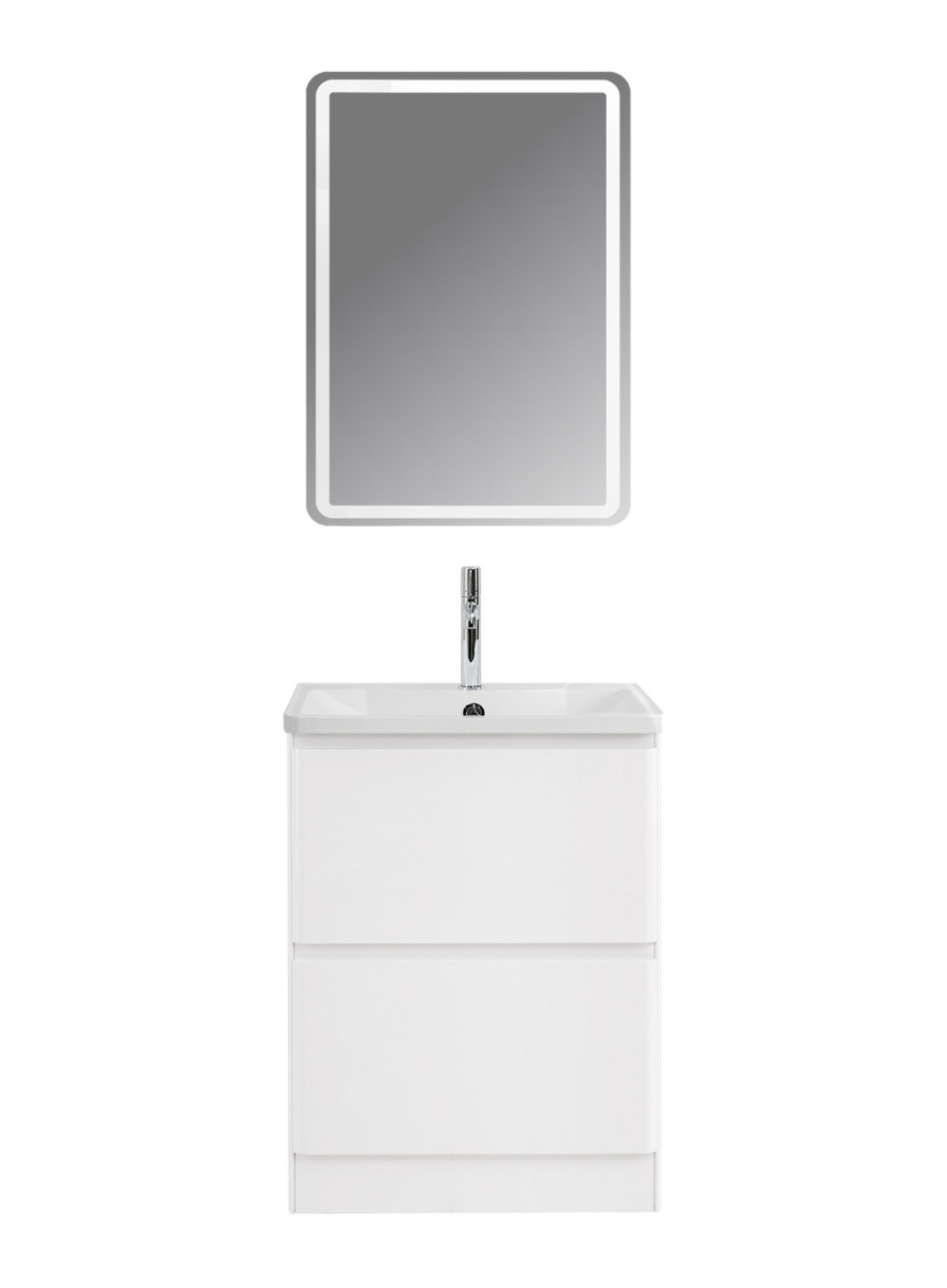 Тумба напольная с раковиной BelBagno ALBANO-600-2C-PIA-BL Bianco Lucido, раковина BB600/455-LV-MR-ALR