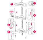 Этажерка треугольная (3 секции) 335x335x140 полки с бортиками М2706