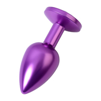 Фиолетовая анальная пробка 7,2см с кристаллом фиолетового цвета ToyFa Metal 717007-44