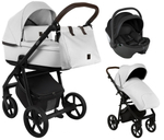 Детская коляска Roan Esso Кожа 3 в 1 с автокреслом Pituso Baesa Pro Black ESSK/215/1 White/Black/руч.Тем.коричневый