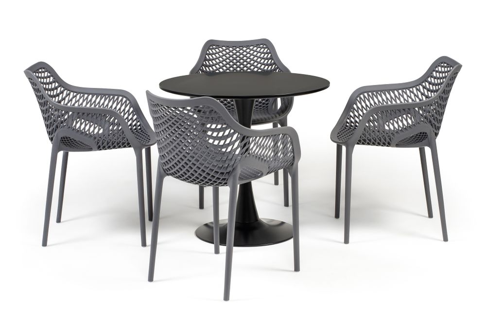 "Беллини" обеденная группа на 4 персоны, цвет темно-серый
