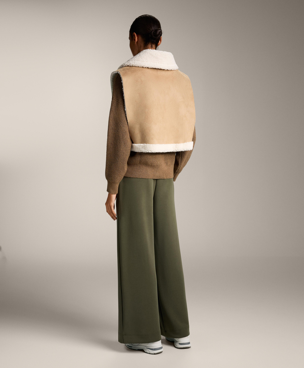 Oysho Жилет с высоким воротником, бежевый