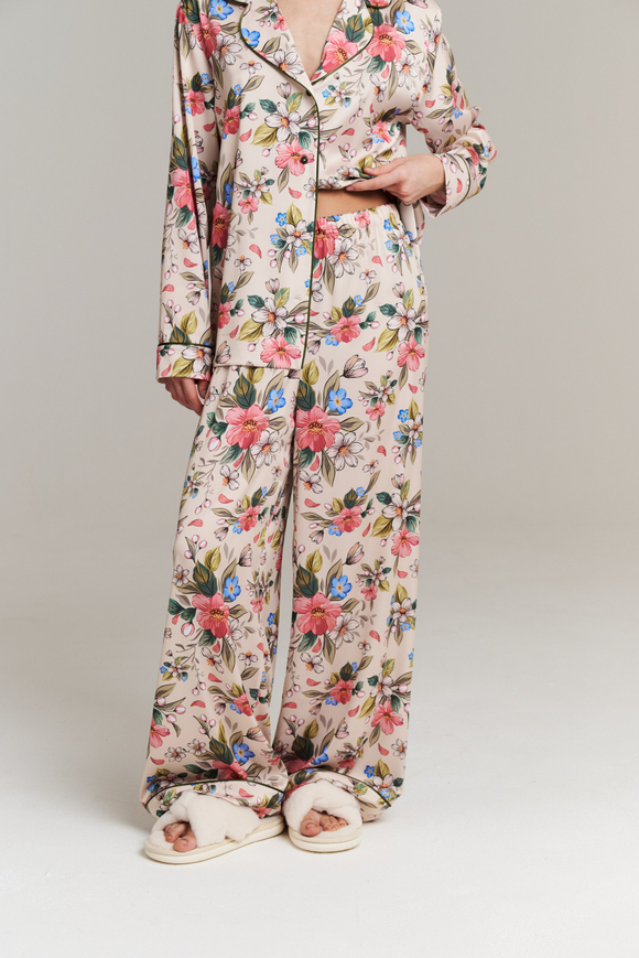 Пижамные брюки с кантом из шелка