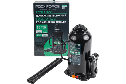 Домкрат RF-T92004EURO бутылочный 20т низкопрофильный (высота подхвата - 235мм, высота подъема - 445мм, ход штока - 210мм) ROCKFORCE