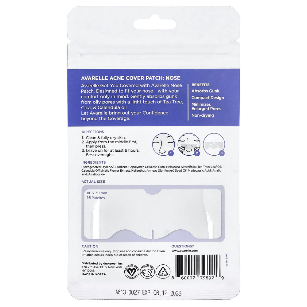 Avarelle, Zitout® Nose, 16 пластырей