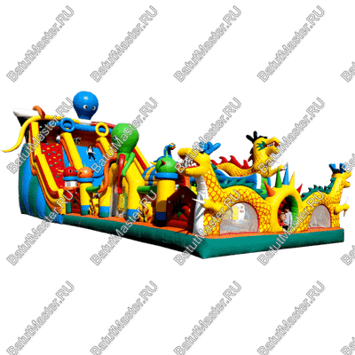Коммерческий надувной батут "Осьминоги и драконы" 16*8*6 м