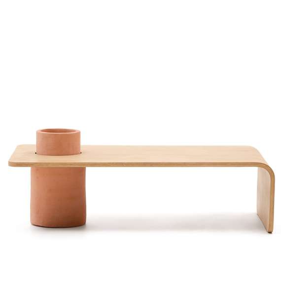 Журнальный столик Olaria терракотовый с дубовым шпоном, 110x60 см