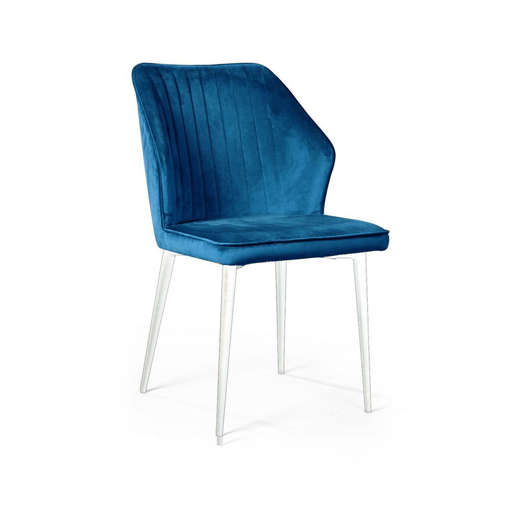 Стул Berg, бархат  синий 29 / белый конус