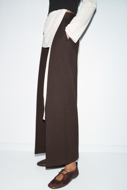 ZARA БРЮКИ ИЗ ИНТЕРЛОКА, ШОКОЛАДНЫЙ