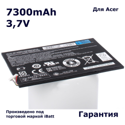 Аккумулятор iBatt 7300mAh, для Aspire P3-171-5333Y4G12as P3-171 60Gb Iconia Tab W511 32Gb W510 64Gb dock A3-A11 16Gb