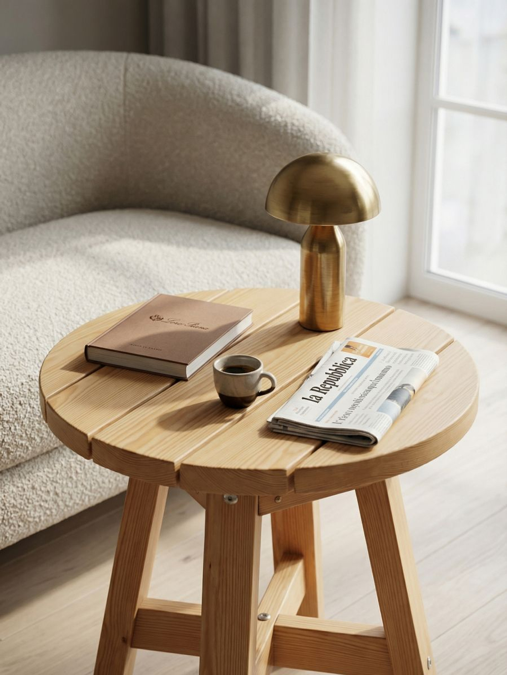 Журнальный столик 60х60х56, Осло, деревянный, прикроватный, маникюрный, для дома и сада, массив сосны, натуральный, Dipriz