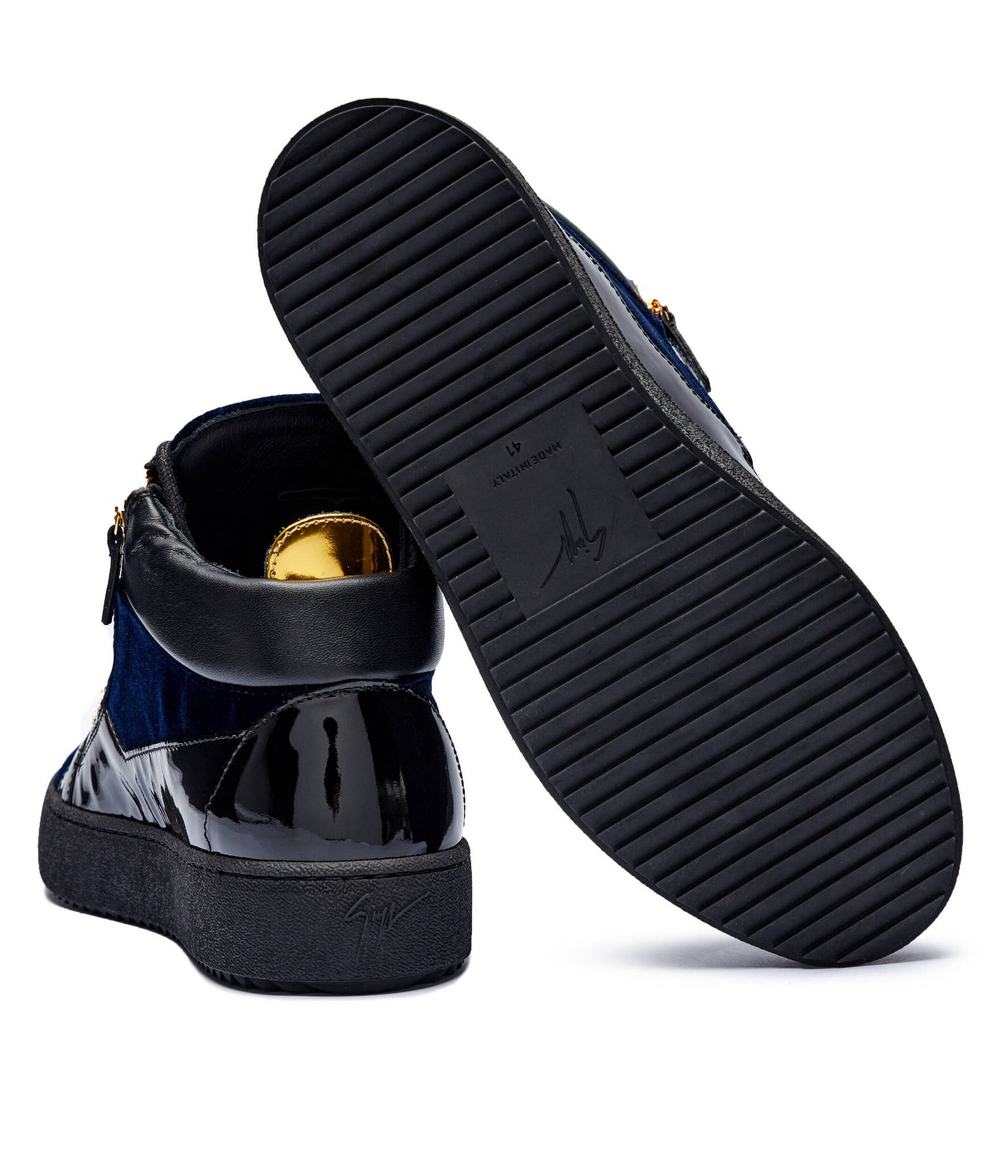 Кожаные кроссовки Giuseppe Zanotti - темно-синий(RU00061)