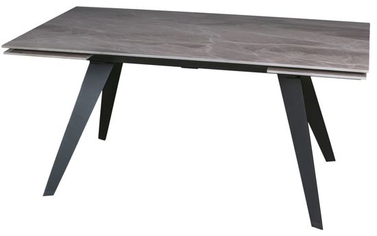 Стол "РЕЙН" 160-240, керамика Italian Light Grey глянцевый, опоры черный муар