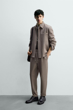 ZARA БРЮКИ-ДЖОГГЕРЫ NON IRON КОМФОРТНОЙ ПОСАДКИ, РЫЖЕВАТО-КОРИЧНЕВЫЙ МЕЛАНЖ