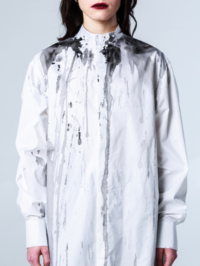 Рубашка "Смородина" с окрашиванием. Бело-черная