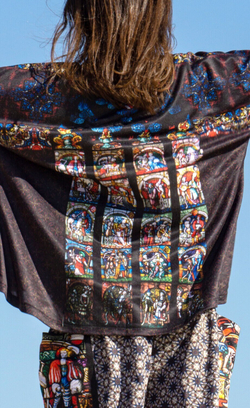 Комплект (туника и брюки кюлоты) "Dance Macabre", по мотивам витража "Пляска Смерти" Бернского собора