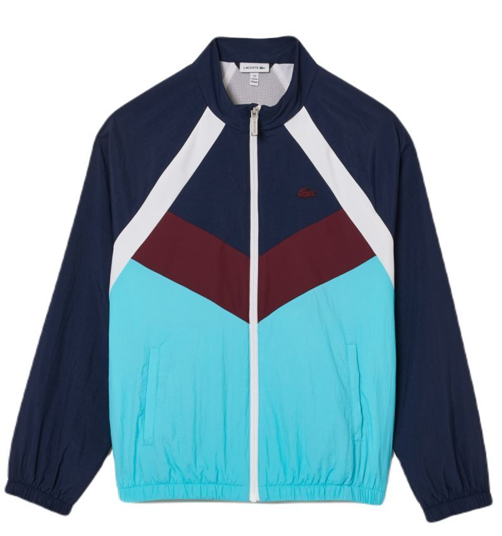 Детская теннисная толстовка Lacoste Recycled Fiber Colourblock Zipped Jacket - navy blue/white/bordeuax/blue